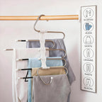 Pants Hangers Space Saving 5 Tier - 2 Pack Closet Organizers and Storage Closet Organizer,Anti-Slip Design,Closet Organizers and Storage for Pants Jeans Skirts Scarf Legging