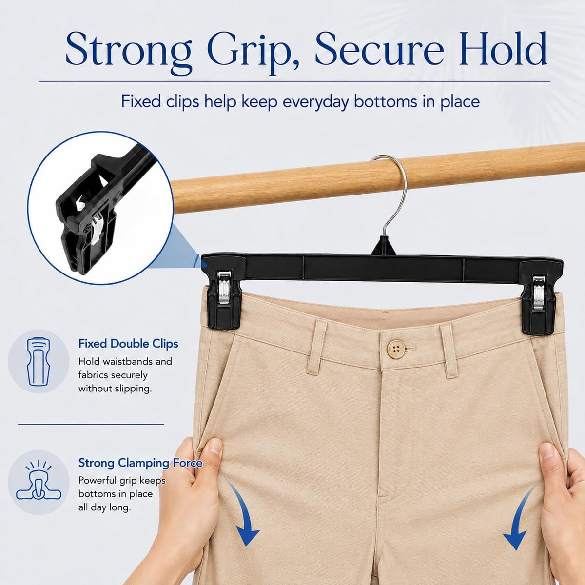 Smartor Black Pants Hangers 30 Pack, Skirt Hangers with Clips, 12 Inch