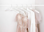 Amber Home 5 Pack Large White Satin Padded Hangers for Women Clothing 17"