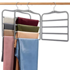 Velvet Pants Hangers Space Saving, 2-Pack Multi-Tier Closet Organizers,Grey