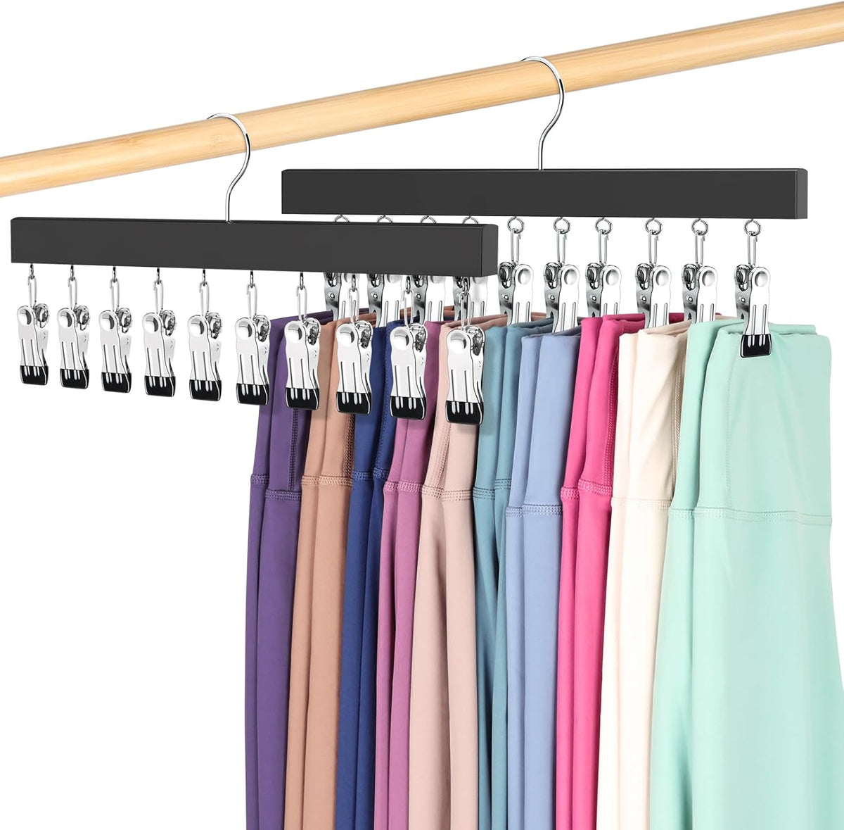 Legging Organizer for Closet, Pants Hangers with Clips
