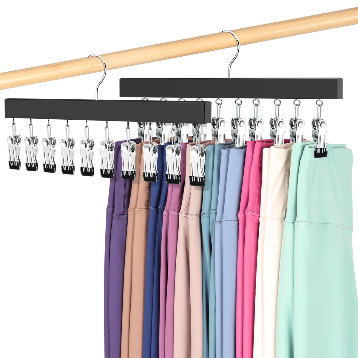 Legging Organizer for Closet, Pants Hangers with Clips
