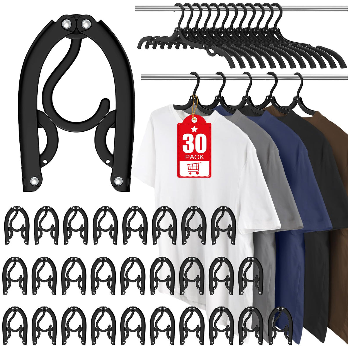 30Pcs Foldable Travel Hangers Cruise Essentials Travel Essential Phone Size