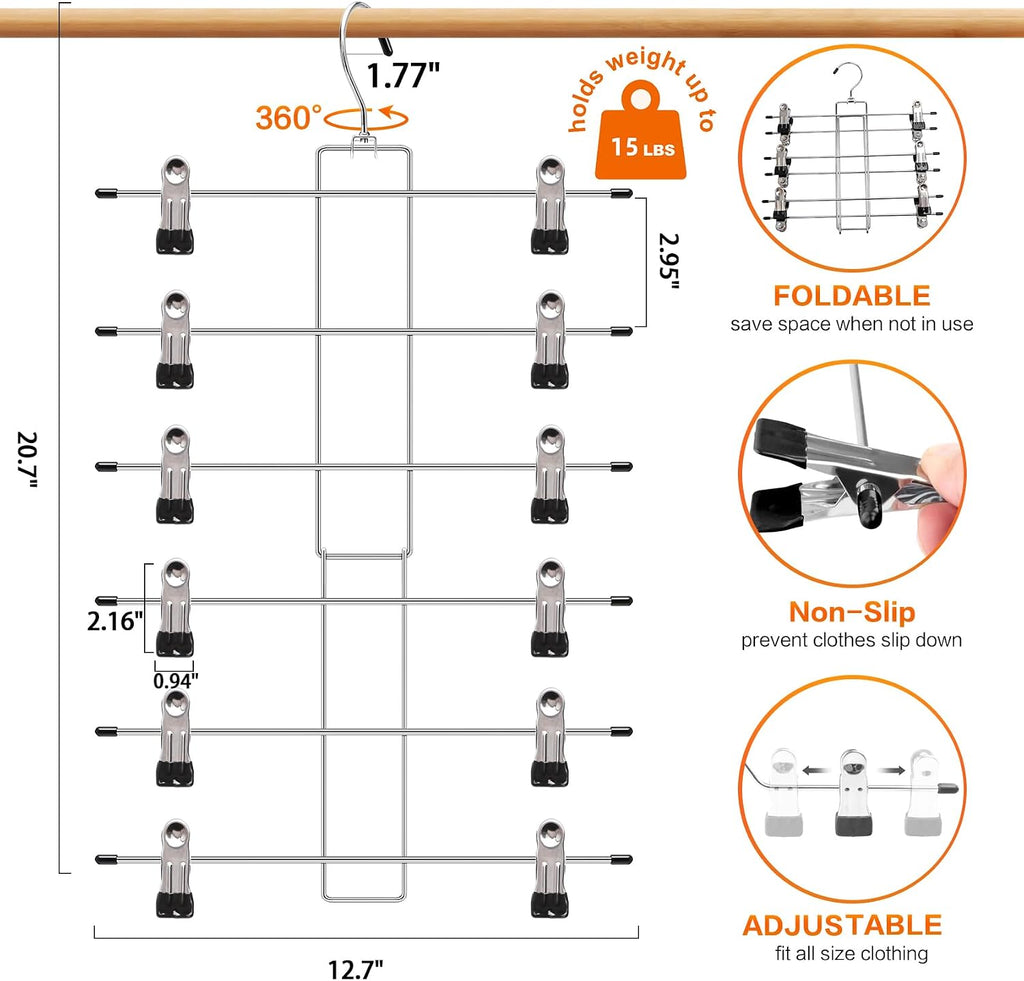 3 Pack Pants-Hangers-Space-Saving, 6 Tier-Closet-Organizers-and-Storage