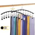 2 Pack Legging Organizer for Closet 360° Swivel, Metal Gym Clothes Organizer w/20 Clips Holds 20 Leggings, Hangers Space Saving, Closet Organizers and Storage, Dorm Room Organization Essentials, Black