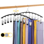 2 Pack Legging Organizer for Closet 360° Swivel, Metal Gym Clothes Organizer w/20 Clips Holds 20 Leggings, Hangers Space Saving, Closet Organizers and Storage, Dorm Room Organization Essentials, Black