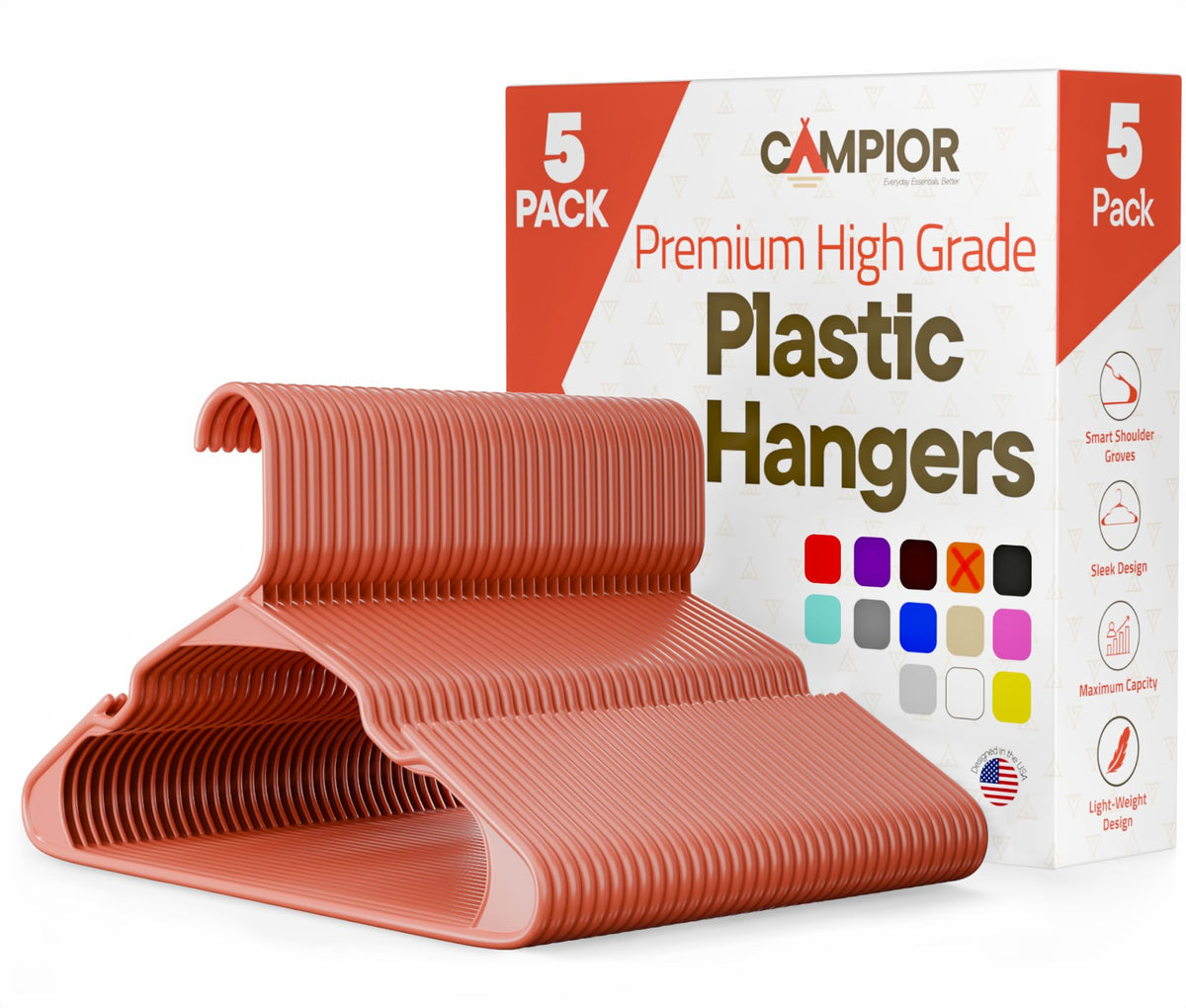 Pink Plastic Hangers 30 Pack– Heavy-Duty Plastic Hangers Slim and Space-Saving, Durable and Lightweight PP with Non-Slip Shoulder Notches for Slip Dresses, Suits, Jackets & Camisoles