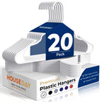 HOUSE DAY White Plastic Hangers 16 Pack – Slim Space Saving Clothes Hangers