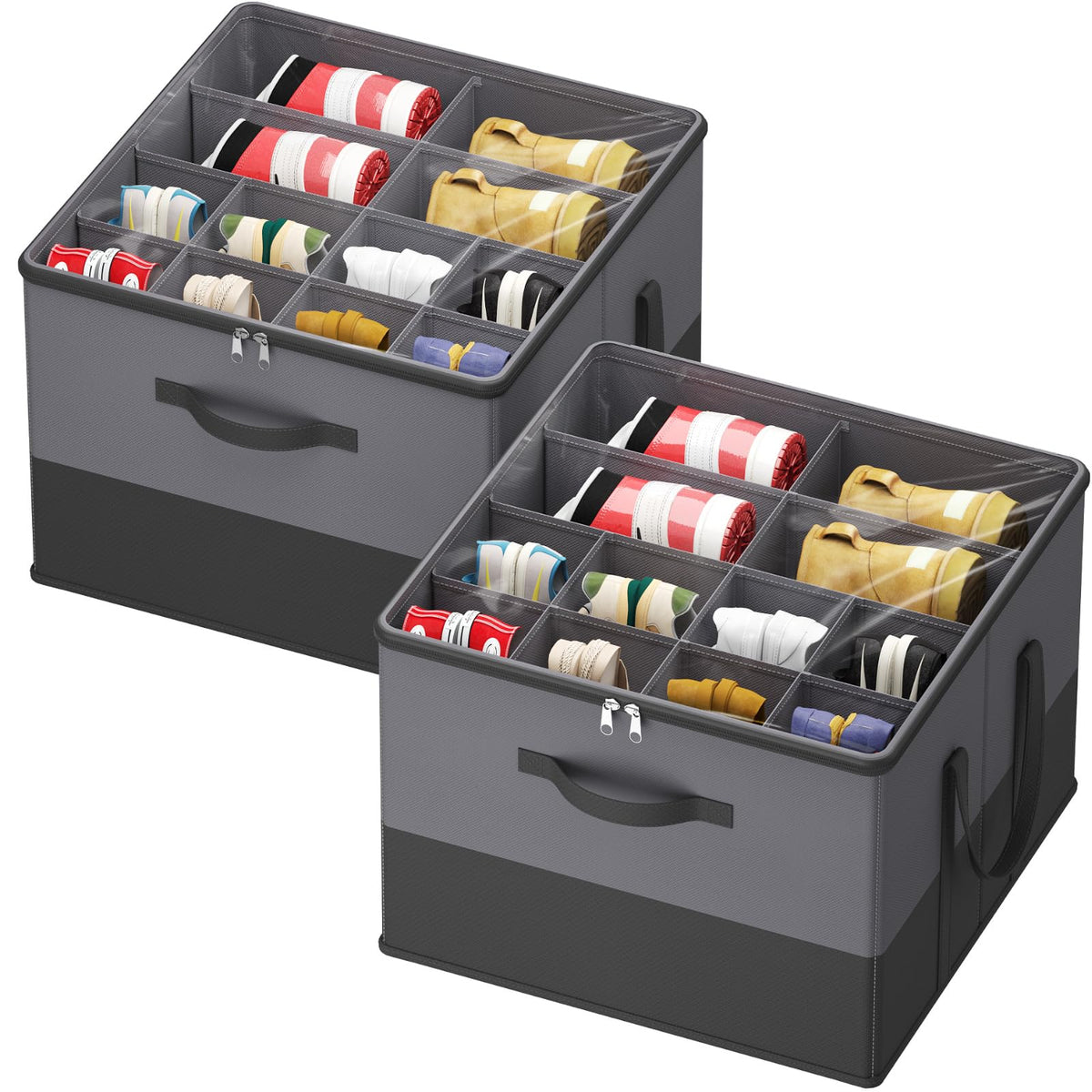 Lifewit Shoe Storage Organizer for Closet, Holder Box, 2 Pack, Gray