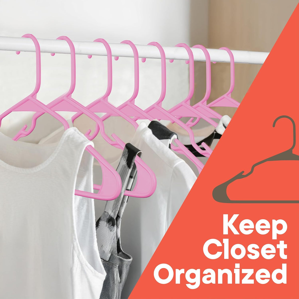 Pink Plastic Hangers 30 Pack– Heavy-Duty Plastic Hangers Slim and Space-Saving, Durable and Lightweight PP with Non-Slip Shoulder Notches for Slip Dresses, Suits, Jackets & Camisoles