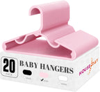HOUSE DAY Plastic Baby Hangers for Closet 20 Pack, Durable Plastic Kids Hangers for Baby Clothes, Thin & Compact Childrens Hangers, Space Saving Pink Baby Hanger, Small Hanger for Kids Clothes