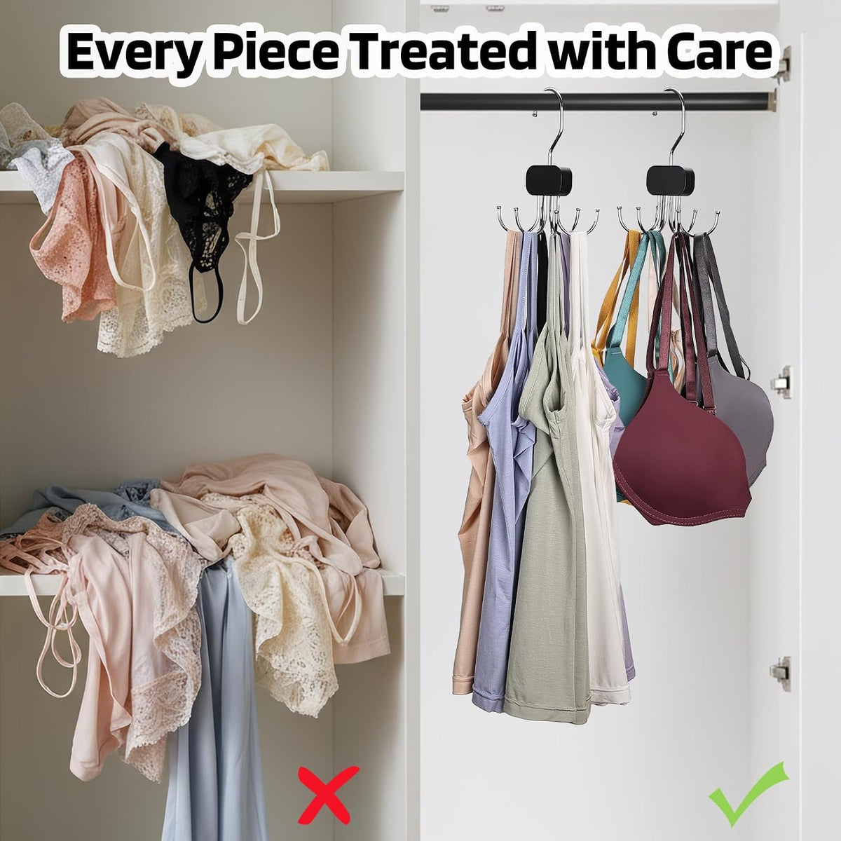 3 Pack Tank Top Hangers, Premium Bra Hanger for Closet Organizer