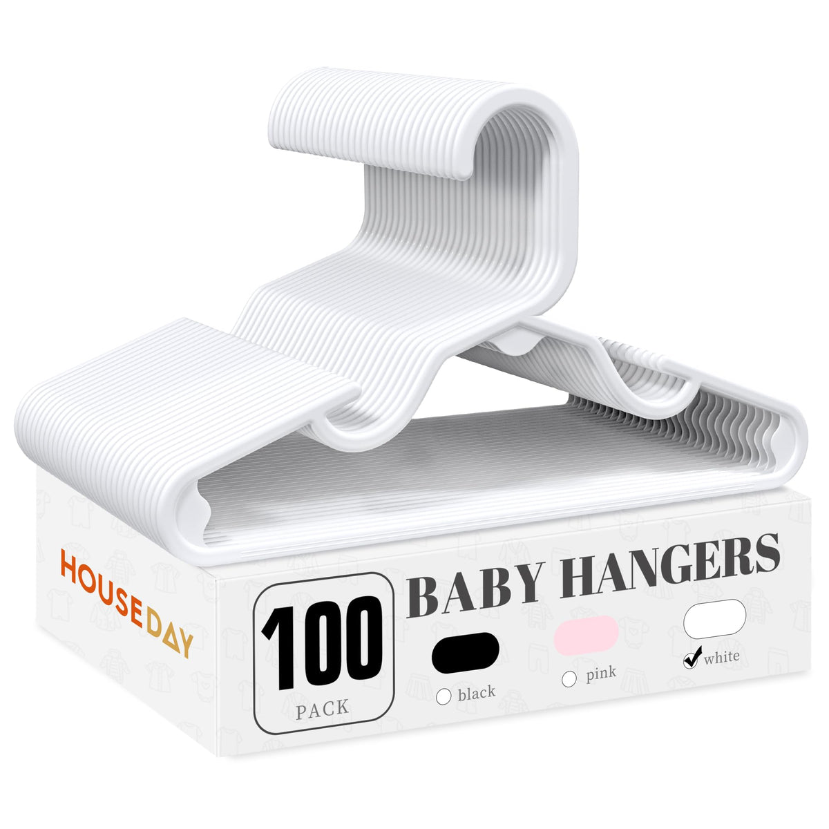 HOUSE DAY Plastic Baby Hangers for Closet 20 Pack, Durable Plastic Kids Hangers for Baby Clothes, Thin & Compact Childrens Hangers, Space Saving Pink Baby Hanger, Small Hanger for Kids Clothes