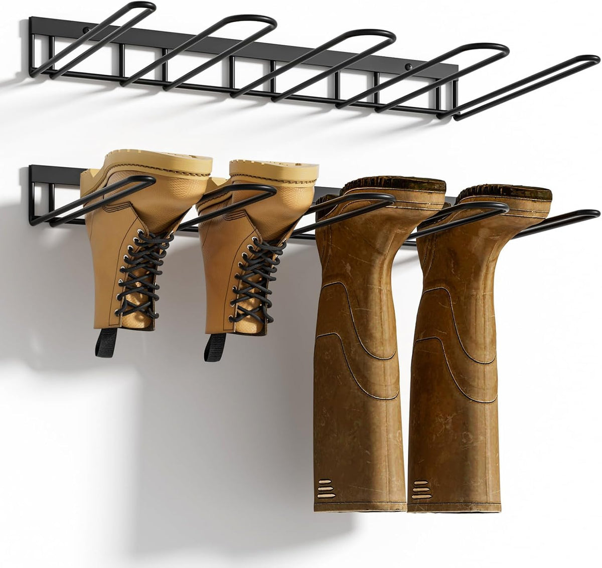 Zacurter Wader Hangers, Metal Wall Mounted Shoe Rack - 4 Pair Boot Organizer for Tall and Cowboy Boots - Entryway and Garage (2 Pack)