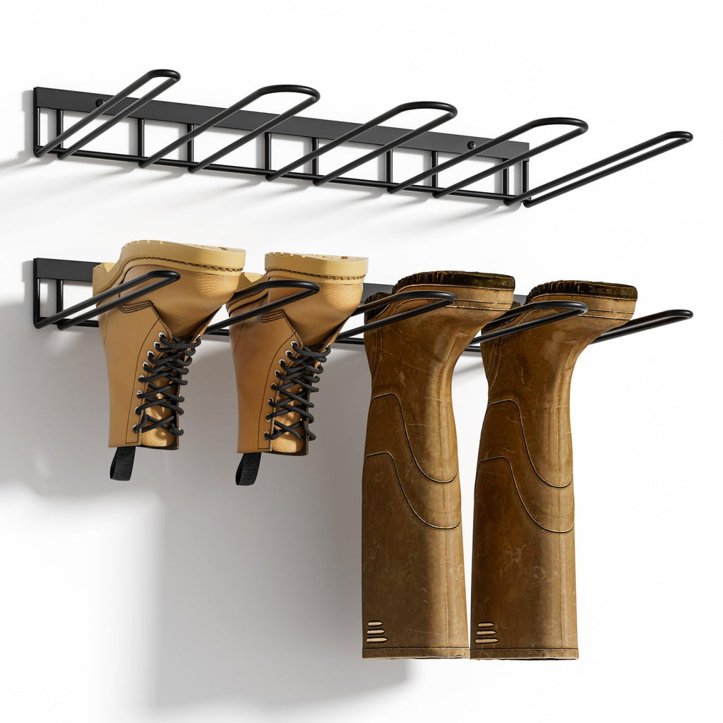 Zacurter Wader Hangers, Metal Wall Mounted Shoe Rack - 4 Pair Boot Organizer for Tall and Cowboy Boots - Entryway and Garage (2 Pack)
