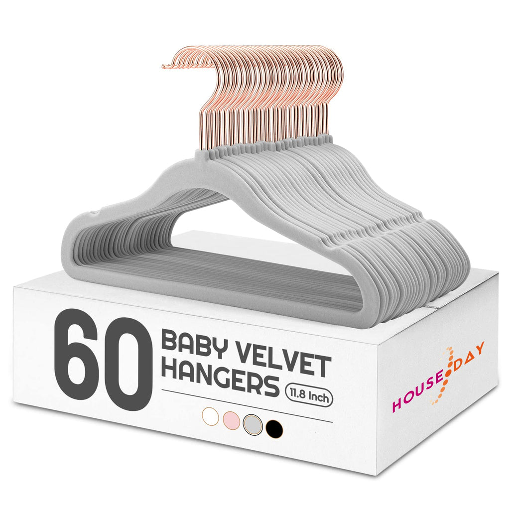 HOUSE DAY Velvet Kids Hangers 60 Pack, Premium Childrens Hangers for Closet