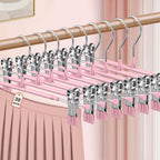 POZEAN Pants Hangers with Clips for Women 30 Pack, 12Inch Adjustable Heavy Duty Skirt Hangers, Space Saving Non-Slip Shorts Jeans Trousers Clothes Hangers, Black