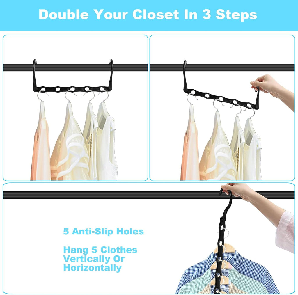10 Pack Space Saving Hangers Closet Organizer & Storage for Clothes, Black