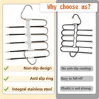 Pants Hangers Space Saving 5 Tier - 2 Pack Closet Organizers and Storage Closet Organizer,Anti-Slip Design,Closet Organizers and Storage for Pants Jeans Skirts Scarf Legging