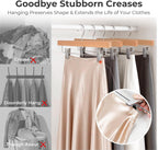 HOUSE DAY Wooden Pants Hangers with Clips, 25 Pack Skirt Hangers, Natural
