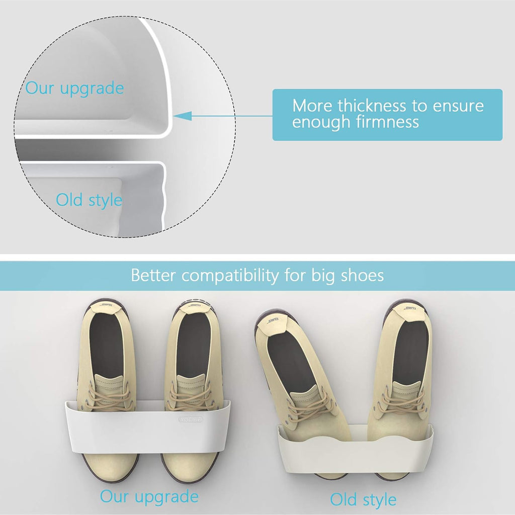 4Pack Wall Shoe Rack, Adhesive or Screw Mount for RV, White