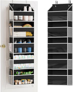SpaceAid 1 Pack Over The Door Organizer with 5 Large Pockets and 10 Mesh Side Pockets, 5 Layers Door Organizer Hanging with Clear Window for Bedroom, Bathroom, Pantry and Nursery, Gray