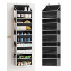SpaceAid 1 Pack Over The Door Organizer with 5 Large Pockets and 10 Mesh Side Pockets, 5 Layers Door Organizer Hanging with Clear Window for Bedroom, Bathroom, Pantry and Nursery, Gray
