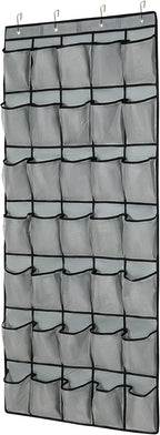35 Pocket Over Door Shoe Organizer with 4 Metal Hooks（Grey）