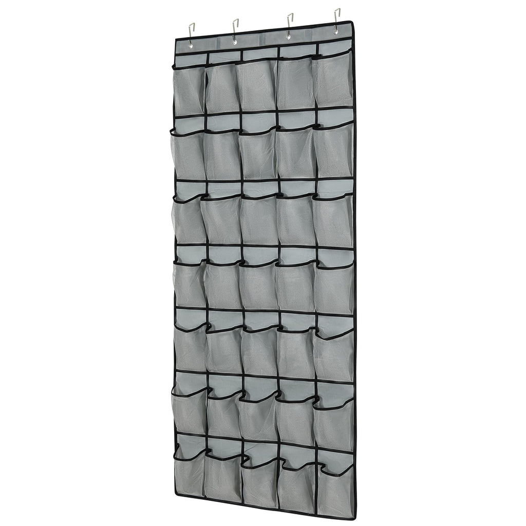 35 Pocket Over Door Shoe Organizer with 4 Metal Hooks（Grey）