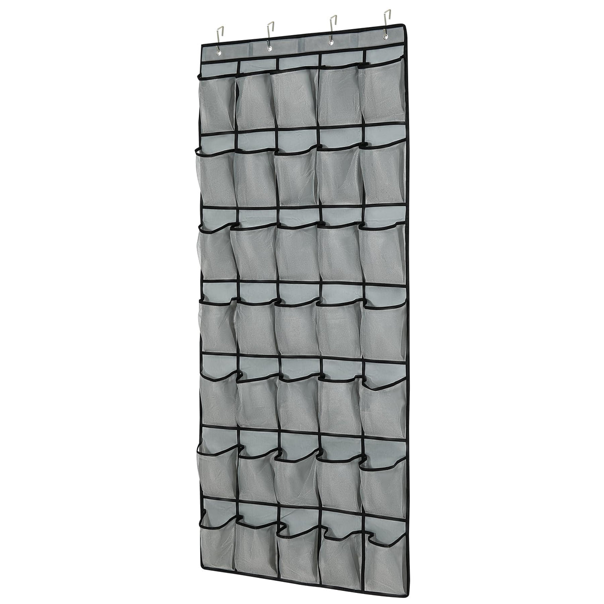 35 Pocket Over Door Shoe Organizer with 4 Metal Hooks（Grey）
