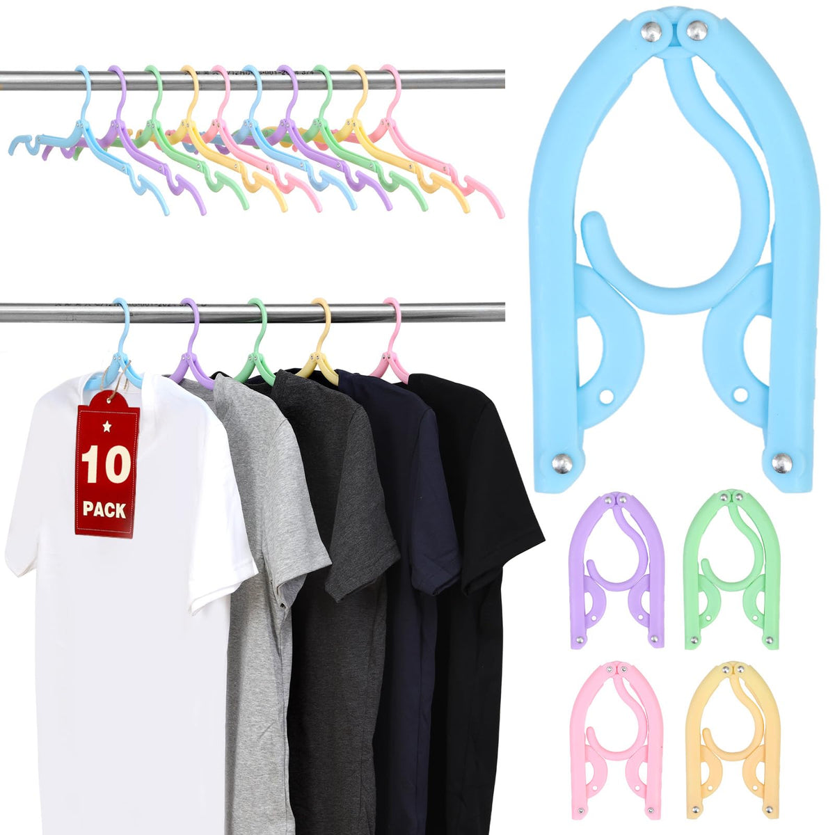 20 Pcs Travel Hangers, Cruise Ship Essentials Foldable Hangers Plastic Travel Essentials, Portable Cruises Must Haves 2026 for Skirt, Suitcase, RV Camping Airplane Europe Vacation Essential, Black