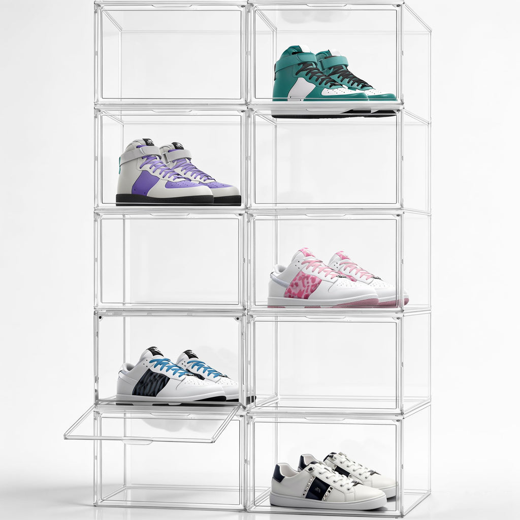 Heavy Duty Acrylic-Look Shoe Box, Size 14, Stack Everyday Footwear Storage