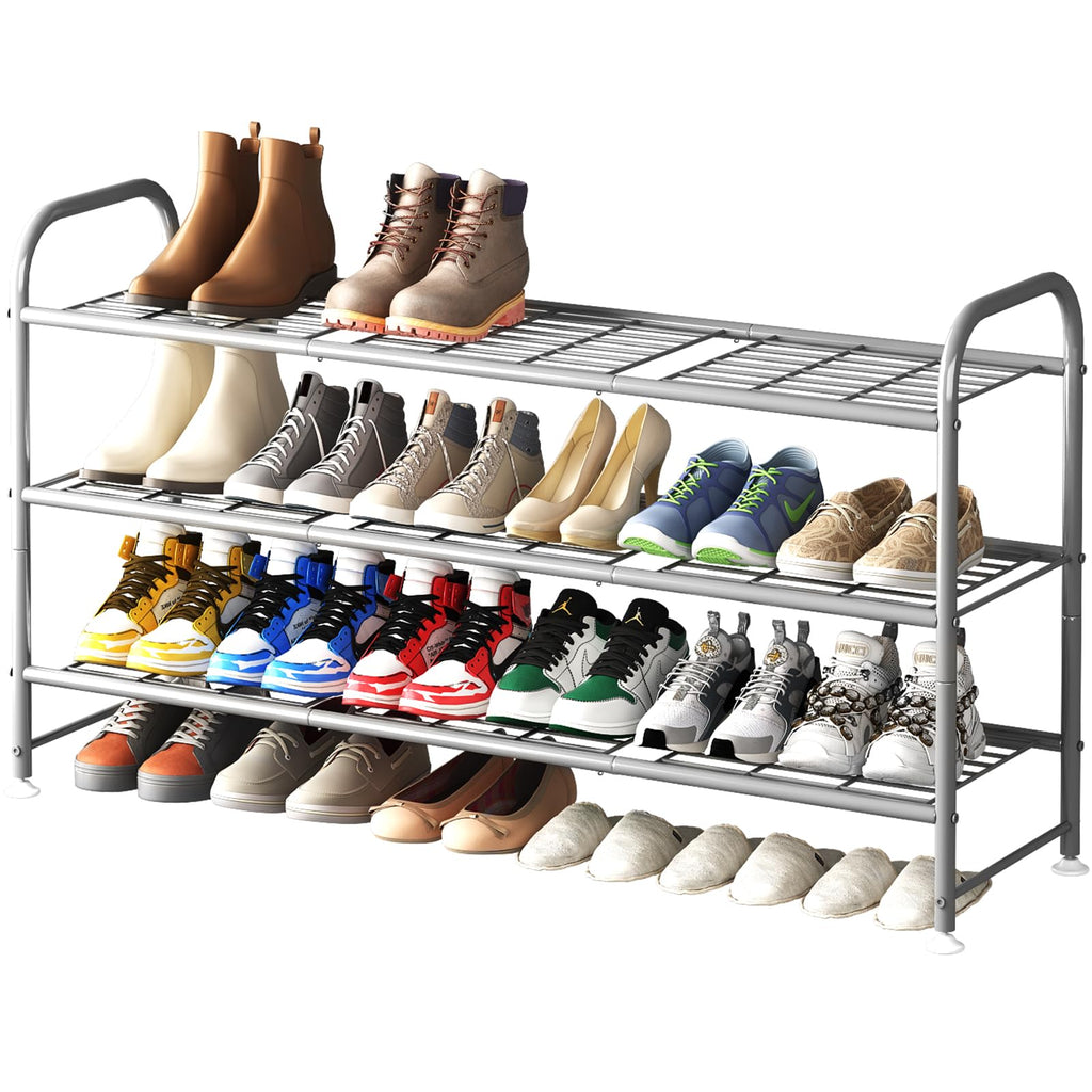 LINZINAR 3 Tier Long Shoe Rack for Closet Metal Shoe Organizer for Entryway