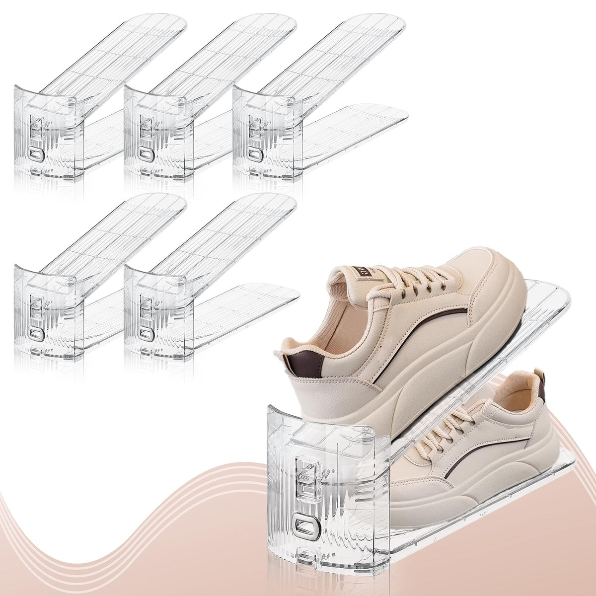 FENRUNXU Shoe Slots Organizer for Closet,12PACK Shoe Stacker Shoe Rack Organizer for Closet Space Saver Storage Shoe Holder Organization(Transparent)