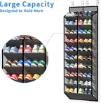 KEEPJOY 20-30 Pairs Grey Over the Door Shoe Organizer, Mesh Hanging Shoe Rack for Door Storage with 20 Wide Deep Pockets,10-Tier Door Shoe Holder Fits Sneakers, Boots.