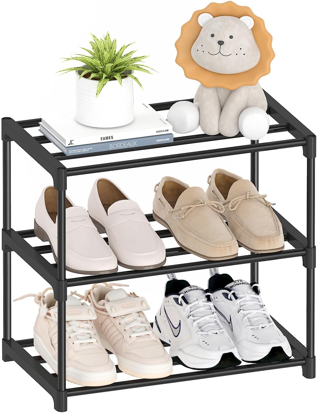Autonomier 3 Tier Extra Small Shoe Rack (16.3" Wide), Lightweight Shelf