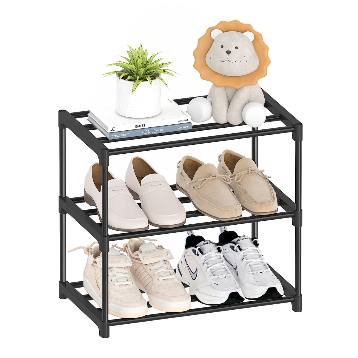 Autonomier 3 Tier Extra Small Shoe Rack (16.3" Wide), Lightweight Shelf