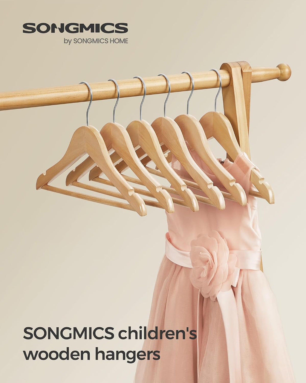 SONGMICS Baby Hangers 20 Pack, Kids Wooden Hangers for Children's Clothes