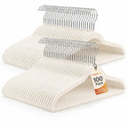 HOUSE DAY Ivory Velvet Hangers 50 Pack - Non Slip Felt Hangers, No Wrinkles