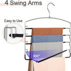 TOPIA HANGER Pant Hangers Space Saving 3 Pack with Non Slip 5 Tiers Hangers