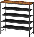 Kitsure 5-Tier Shoe Rack with Wooden Top, 29.5" x 11.4" x 31.1", Brown
