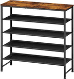 Kitsure 5-Tier Shoe Rack with Wooden Top, 29.5" x 11.4" x 31.1", Brown