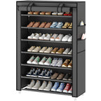 Laiensia 9-Tier Vertical Shoe Rack Organizer, Space Saving Shoe Storage Organizer, Non-Woven Cover Shoe Shelf Holds 36-45 Pairs for Bedroom, Hallway, Closet Entryway, Black