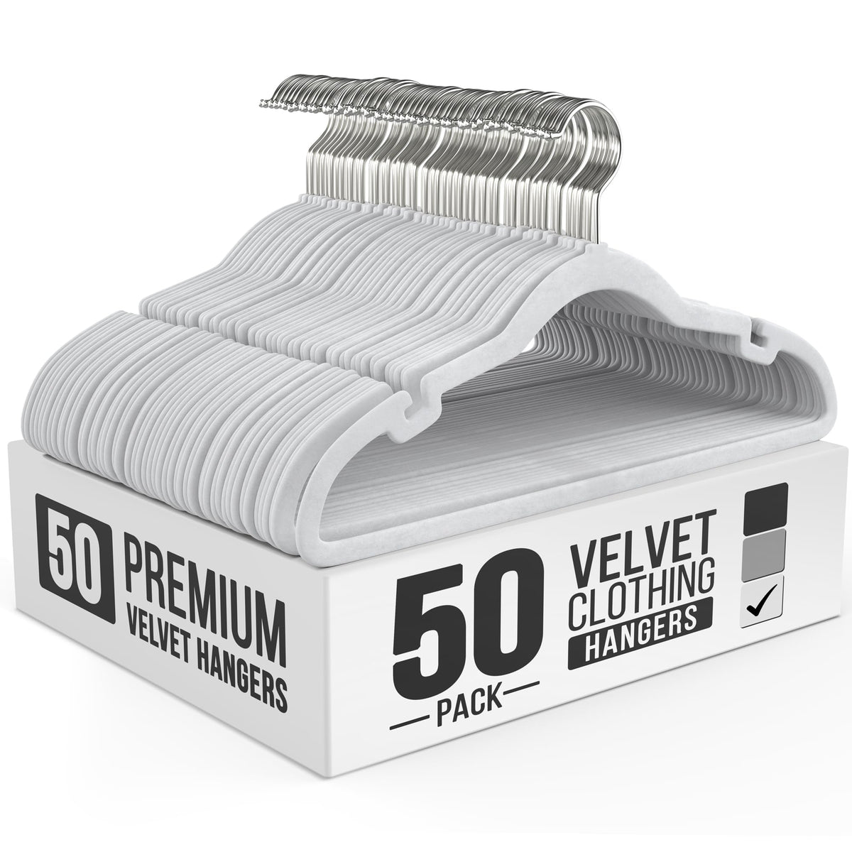 Our Modern Space 100 Pack Velvet Hanger for Shirt Pants Dresses Skirts Suits Jackets - Slim Space Saving Design - Standard Coat Hanger - Sturdy & Durable Design with Shoulder Grooves Hook