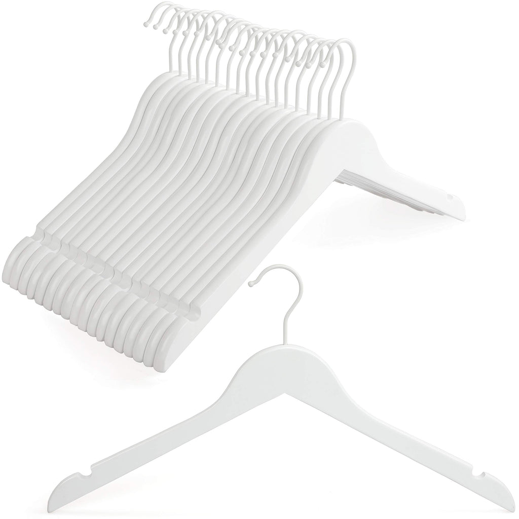TOPIA HANGER Bride Hanger for Wedding Dress, Premium White Wooden Hangers, 360° Swivel White Hook, Smooth Finish, Extra Smoothly Cut Notches, 10 Pack-CT06W