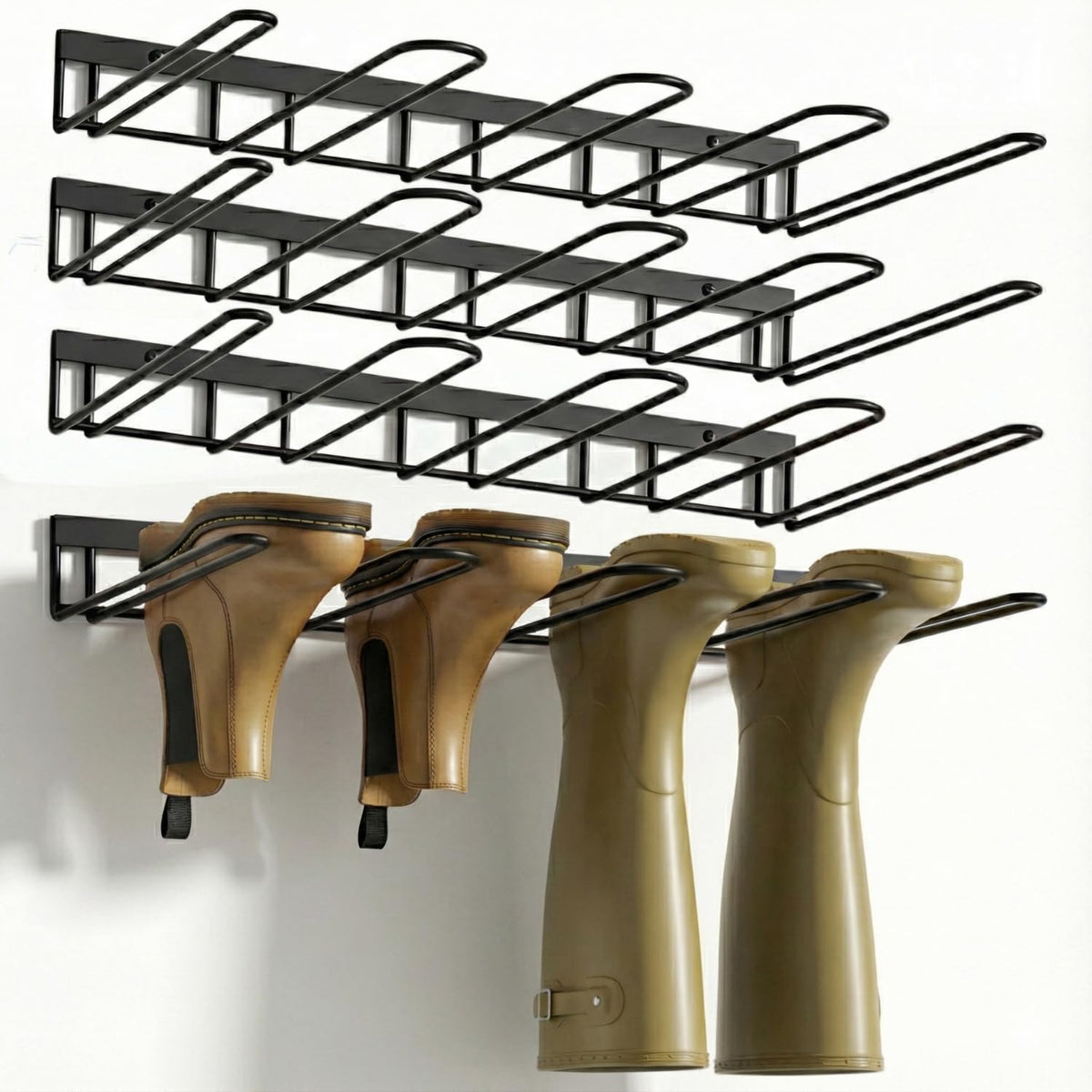 Zacurter Wader Hangers, Metal Wall Mounted Shoe Rack - 4 Pair Boot Organizer for Tall and Cowboy Boots - Entryway and Garage (2 Pack)