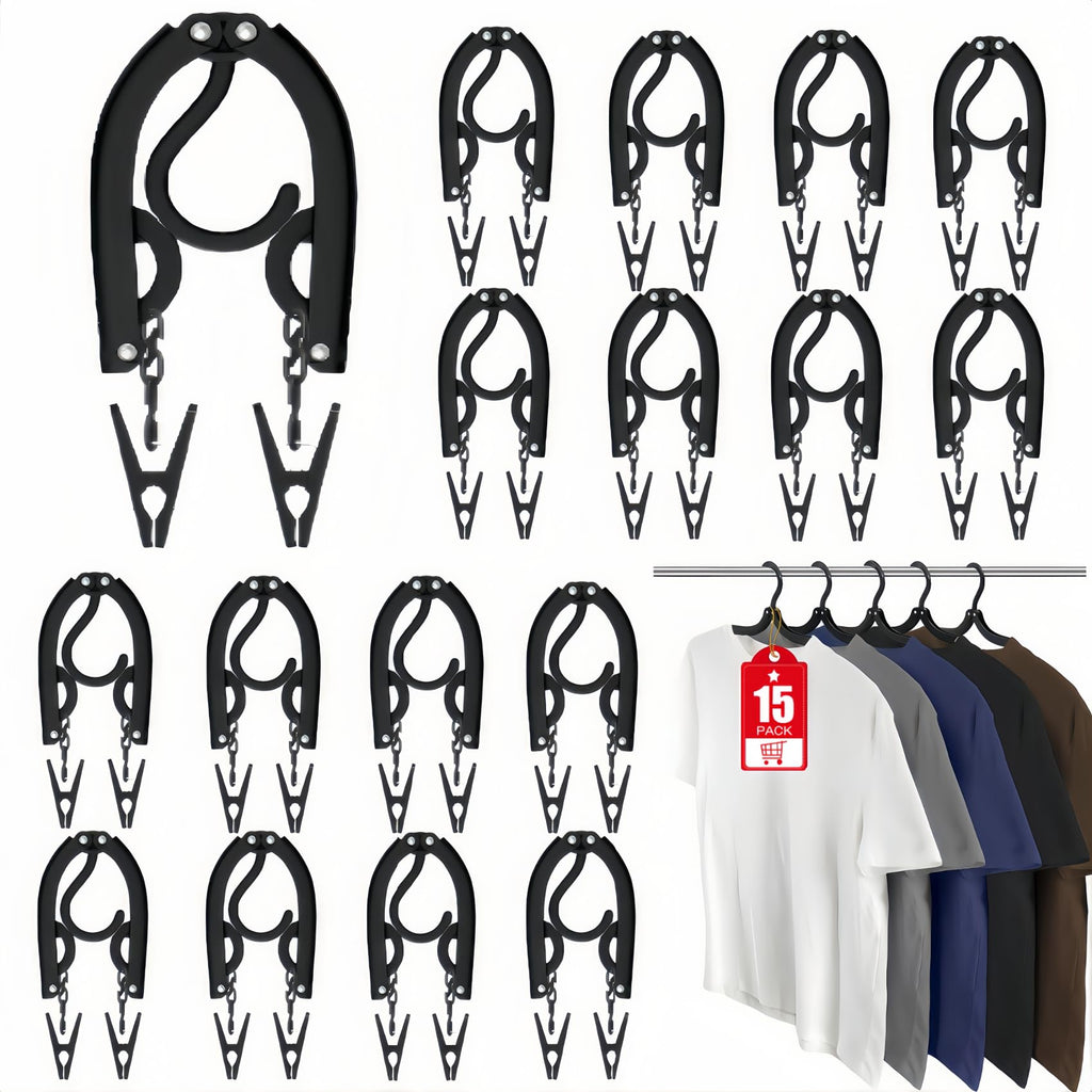 15 Pcs Foldable Travel Hangers Cruise Ship Essentials 2026 Phone Size Black