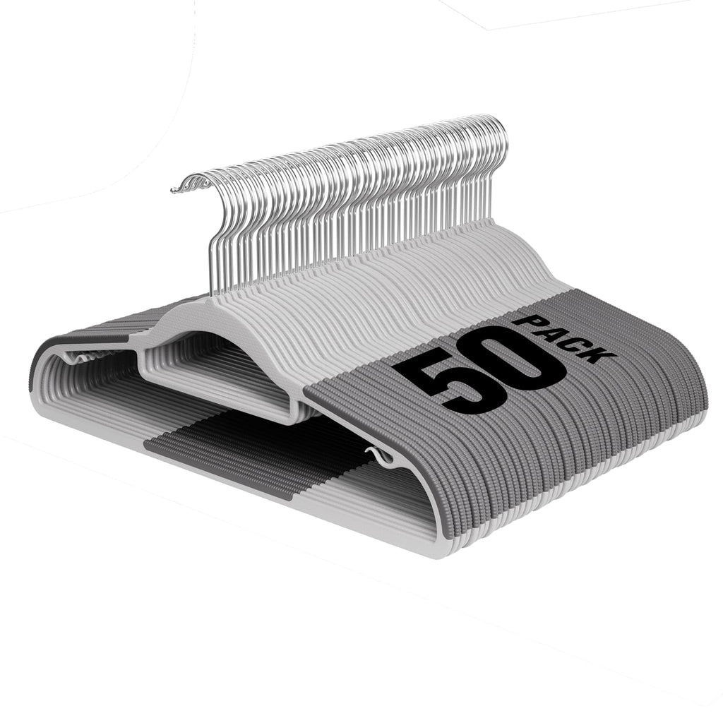 Plastic Hangers 50 Pack, 16.5" Non-Slip Clothes Hangers Heavy Duty