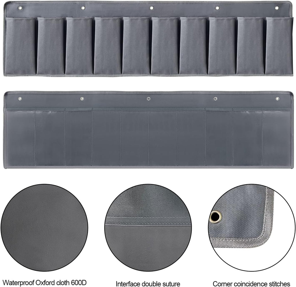 RVZONE RV Shoe Pockets 10 Pockets Heavy Hanging Bedside Storage Organizer with Sturdy Hooks Storage Pockets Hangs on bed for Shoes Toys and Tool Accessories
