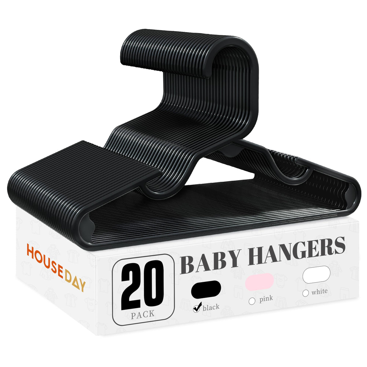 HOUSE DAY Plastic Baby Hangers for Closet 20 Pack, Durable Plastic Kids Hangers for Baby Clothes, Thin & Compact Childrens Hangers, Space Saving Pink Baby Hanger, Small Hanger for Kids Clothes
